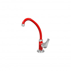 AQUABIOS TORNEIRA PIA BICA MOVEL MESA 1/4 DE VOLTA VERMELHA/CROM (PREMIUM) (1020-0022)