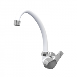 AQUABIOS TORNEIRA PIA BICA MOVEL PAREDE 1/4 DE VOLTA BRANCO/CROMADA (PREMIUM) (1020-0002)