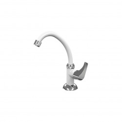 AQUABIOS TORNEIRA LAVATORIO BICA -MOVEL MESA 1/4 DE VOLTA BRANCA/CROMADA (PREMIUM) (1020-0009) 