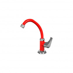 AQUABIOS TORNEIRA LAVATÓRIO BICA-MOVEL MESA 1/4 DE VOLTA VERMELHA/CROM (PREMIUM) (1020-0012)