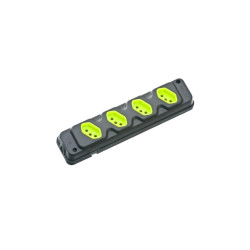 FIOLUX TOMADA BARRA QUADRUPLA  (PRETA/VERDE) ROBUST 2P+T (400117)