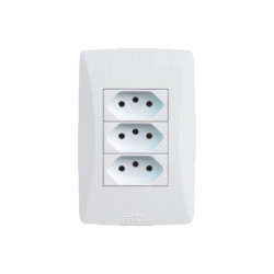 MECTRONIC 39763 PETRA 3TOMADAS 2P+T 10A BRANCA C/PLACA C/10PÇS