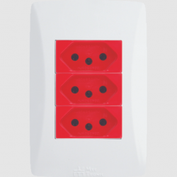 MECTRONIC 39765 LINHA VERMELHA 3TOMADAS 2P+t 20a PETRA  C/PLACA C/10PÇS