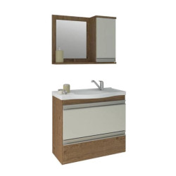 KIT GRECIA MGM 65 CM C/ ESPELHEIRA - AMENDOA/BRANCO